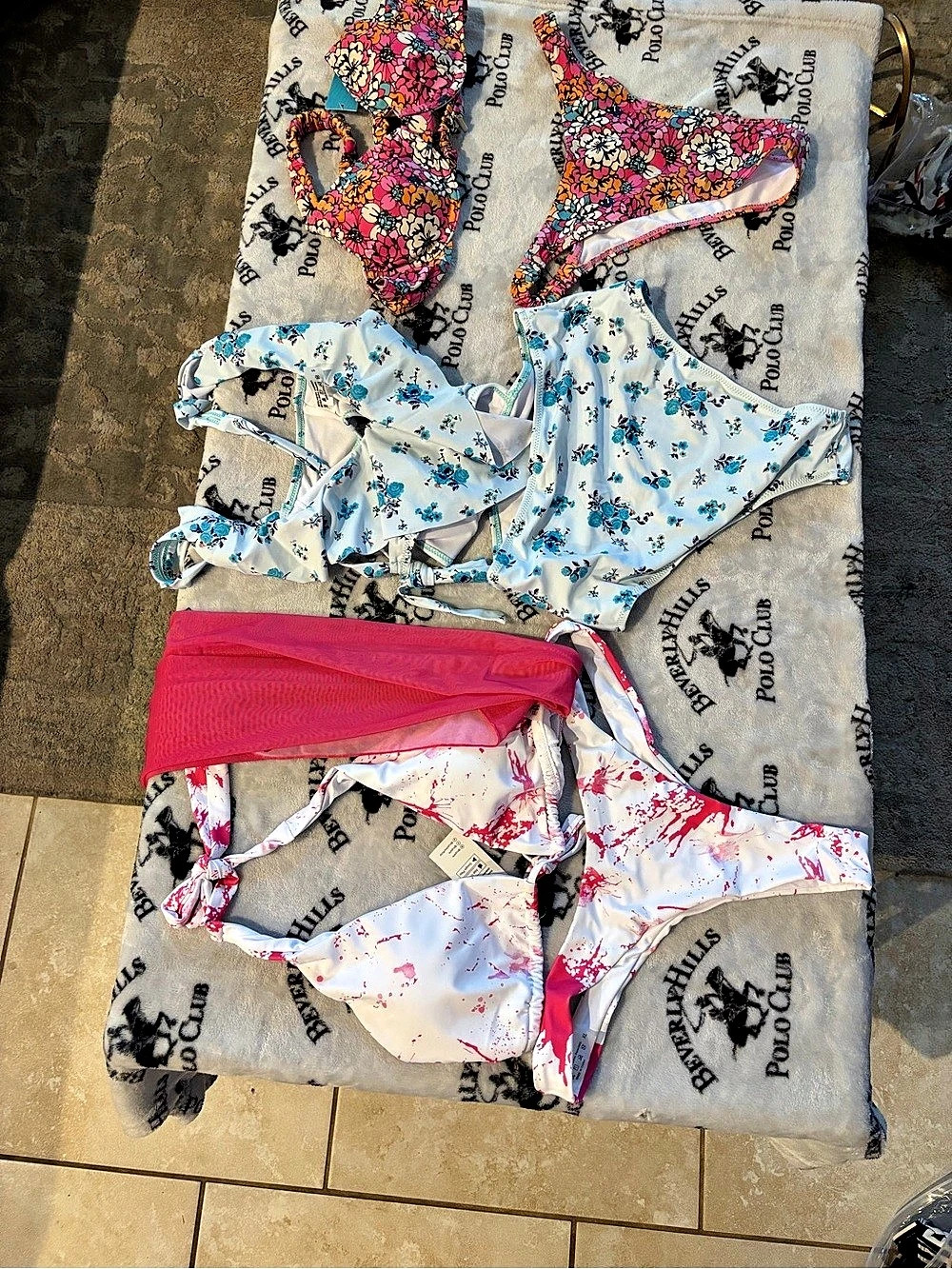Floral Bikini Sets in Pink & Blue Like New